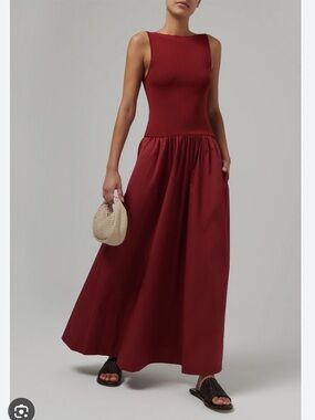 St Agni Maxi Dress in Deep Wine Red